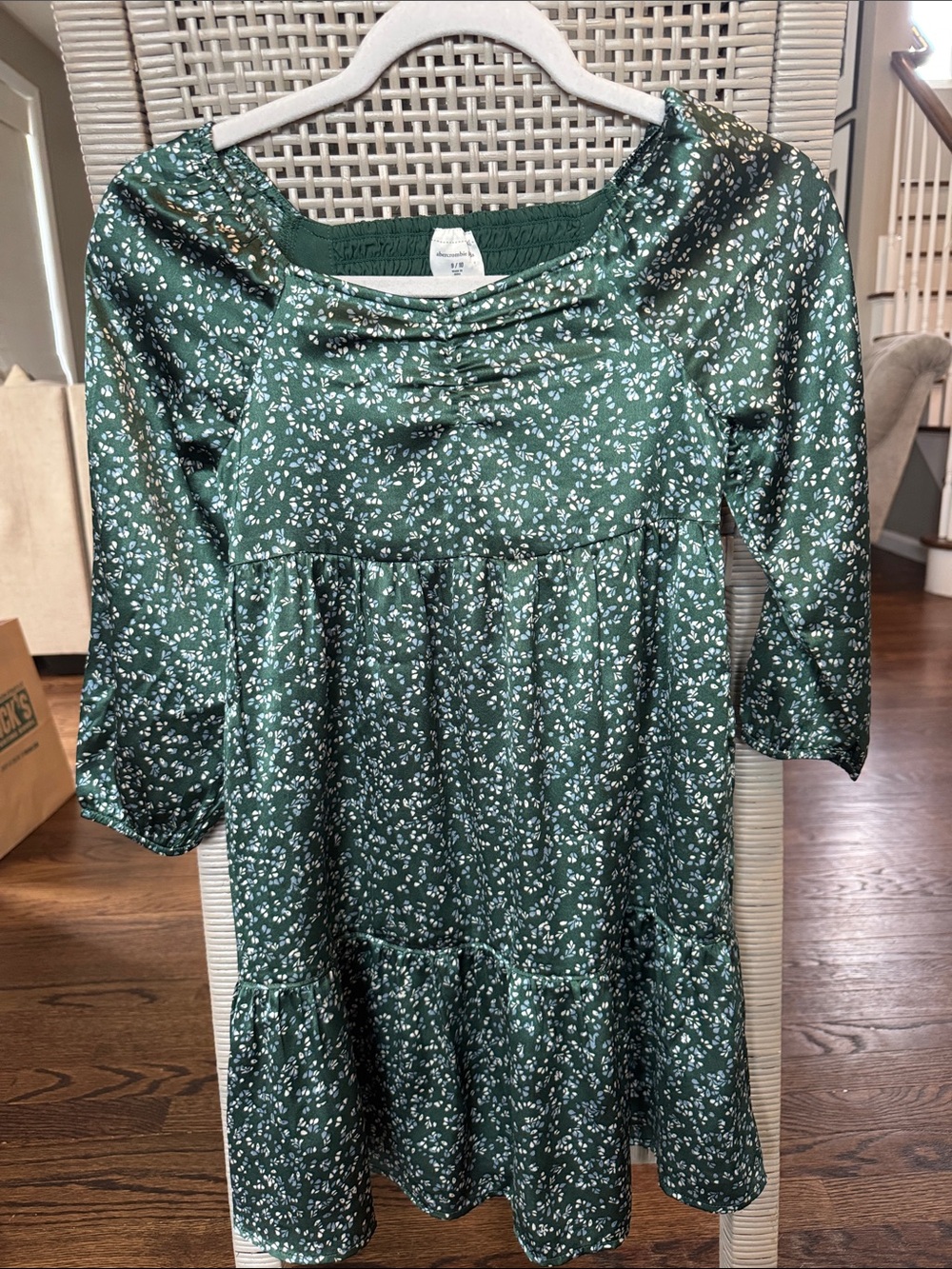 abercrombie kids Green Floral Tiered Dress